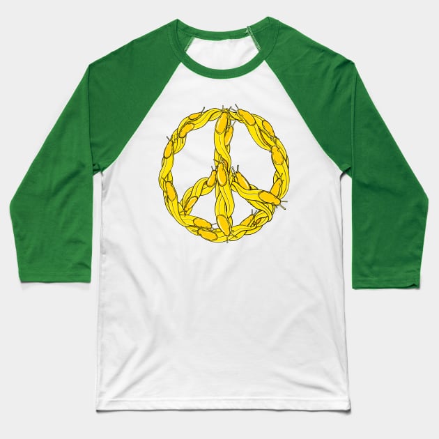 Banana Slug Peace Sign Baseball T-Shirt by CattGDesigns